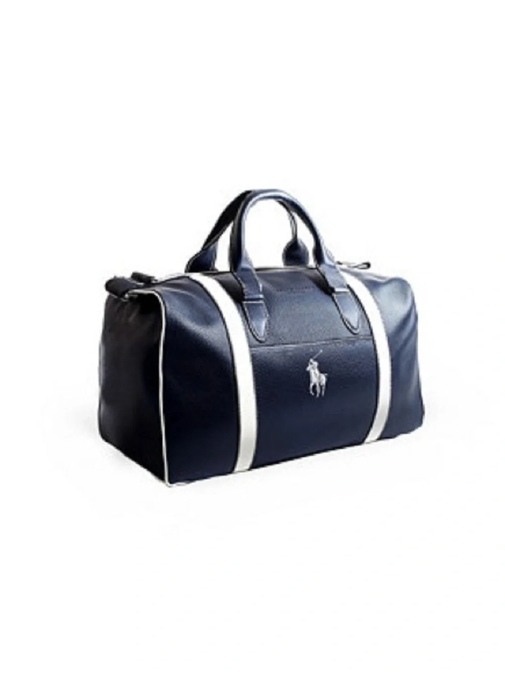 Polo by Ralph Lauren Navy and White Leather Travel Duffel